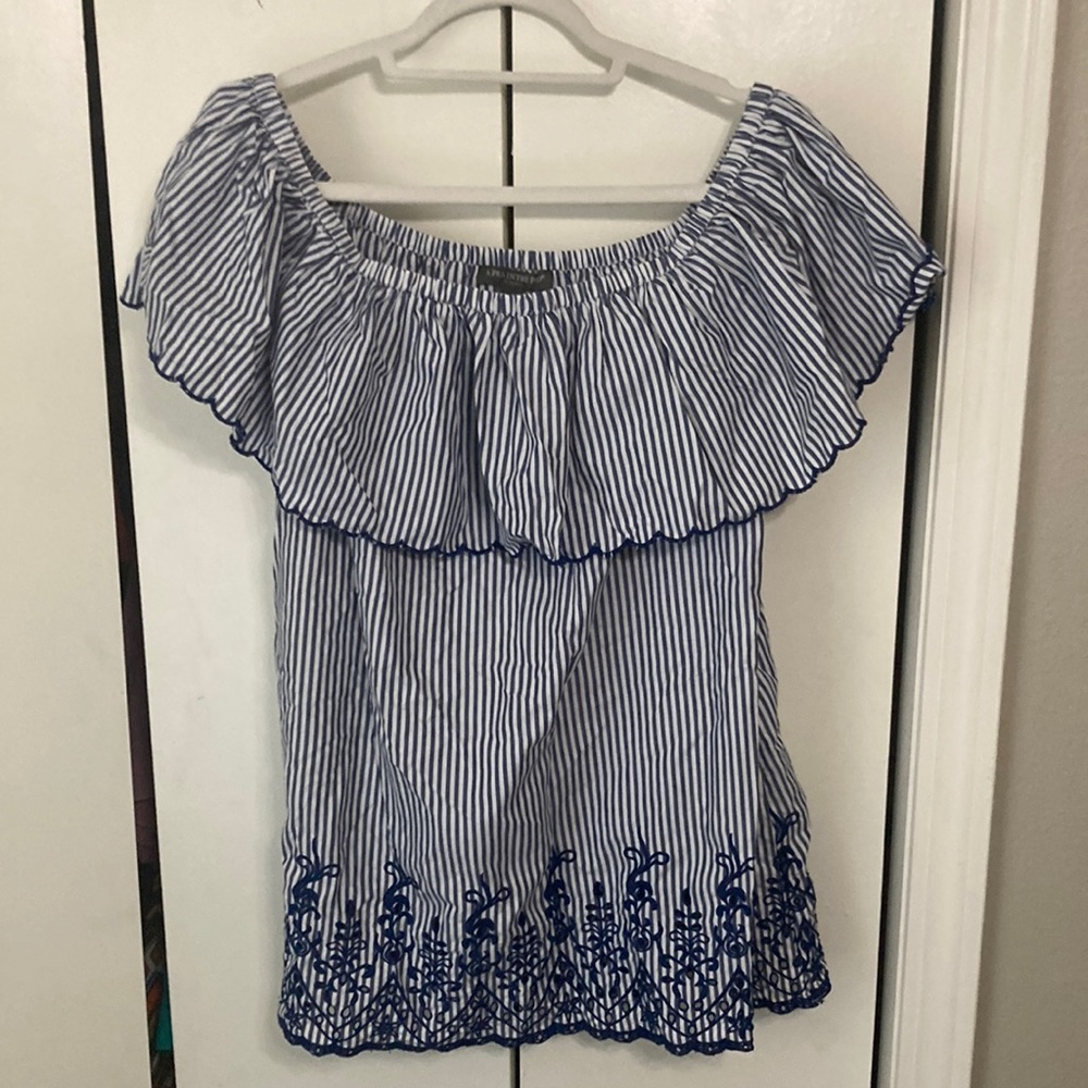 Embroidered Maternity Off-The-Shoulder Top from A Pea In The Pod